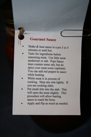 pops bbq sauce instruction label